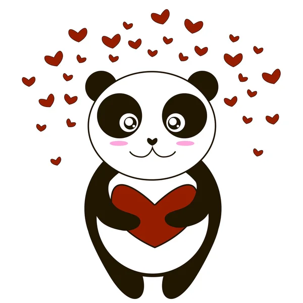 Lindo panda en el amor y mantener el corazón, vector — Archivo Imágenes Vectoriales