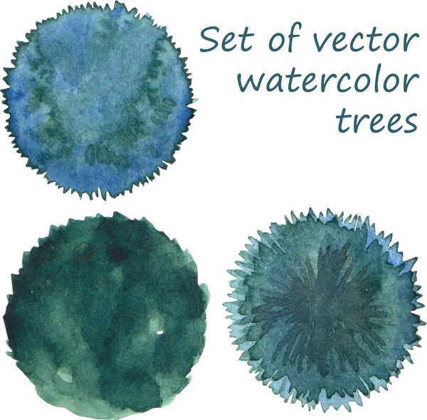 Set aquarel bomen, bovenaanzicht, vector — Stockvector