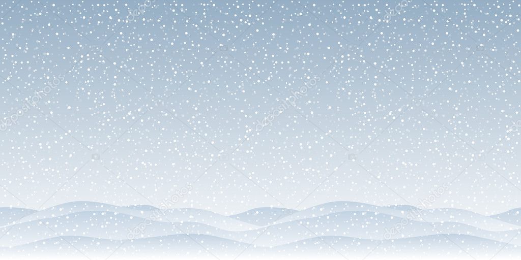 Seamless horizontal pattern, falling snow on a blue background, vector