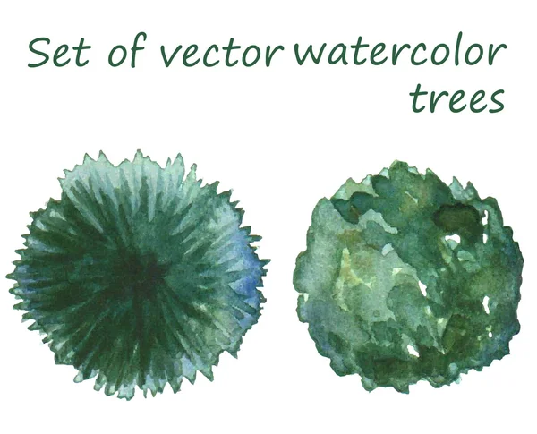 Набор акварельных деревьев, вид сверху, вектор — стоковый вектор
