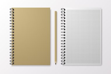 Gerçekçi siyah defter kalem ve şablon boşlukları, vektör ile