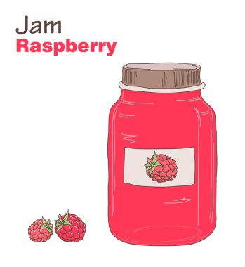 Raspberryberry reçel kavanoz, vektör