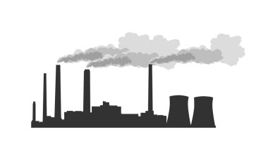 İllüstrasyon izole gri fabrika ikon duman, vektör ile