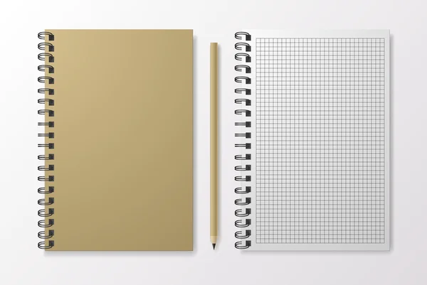 Gerçekçi siyah defter kalem ve şablon boşlukları, vektör ile