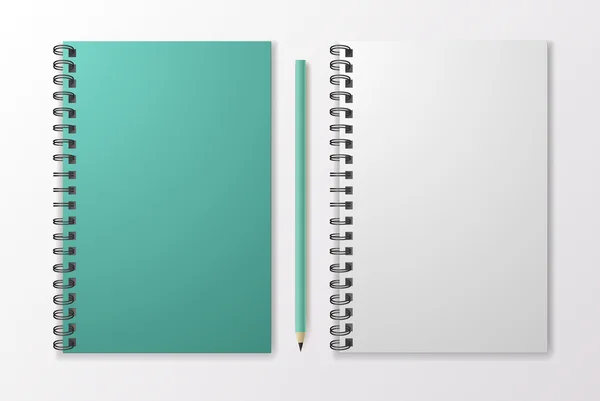 Gerçekçi siyah defter kalem ve şablon boşlukları, vektör ile