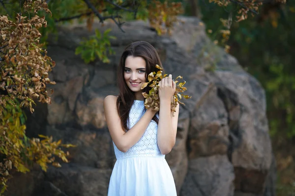 Hermosa chica en una naturaleza — Foto de Stock