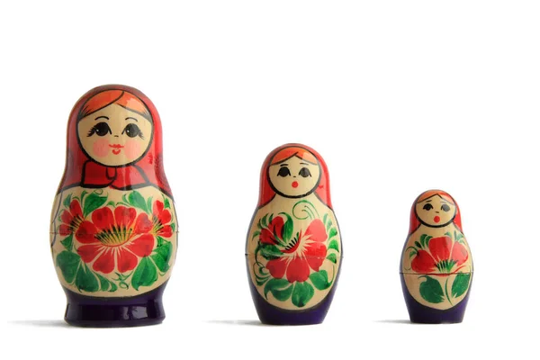 Ruský Toy Matrioska Izolovaných Bílém Pozadí — Stock fotografie