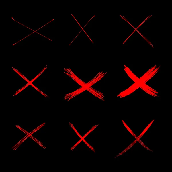 Ayarla vektör soyut kroki kırmızı haçlar