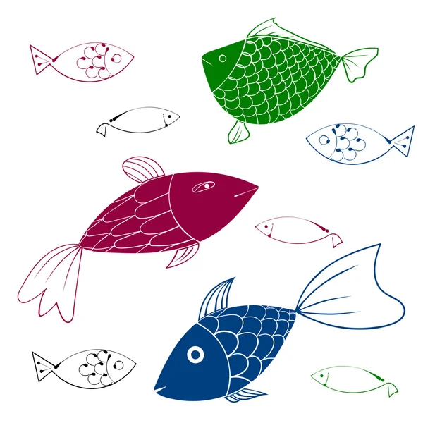 Aquarium Fishes - set of vector icons. — Stock Vector