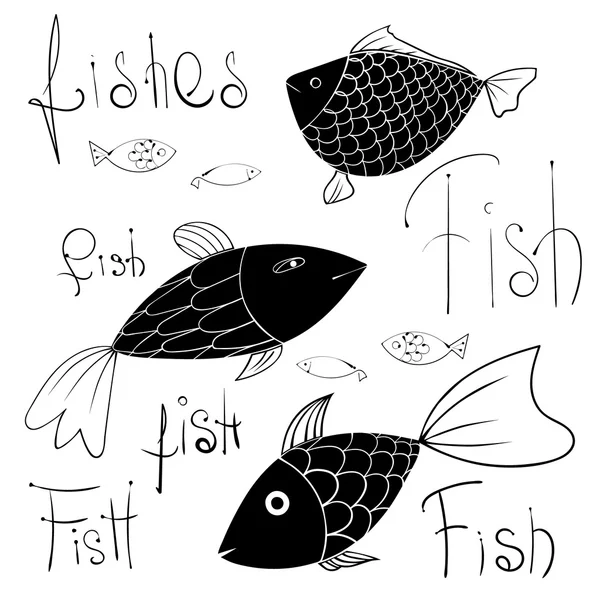 Vettore di icone di pesce — Vettoriale Stock