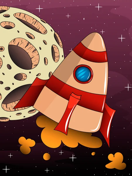 çizgi film roket uzay gemisi uzay arka plan ile