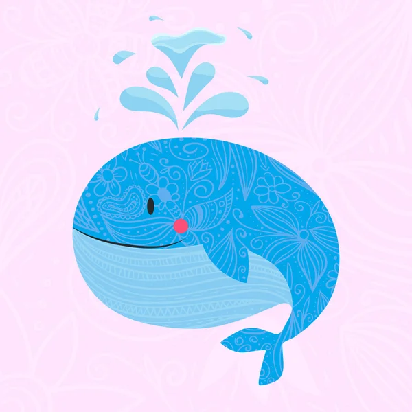 Φάλαινα με γραμματοσειρά. Vector εικονογράφηση — Διανυσματικό Αρχείο