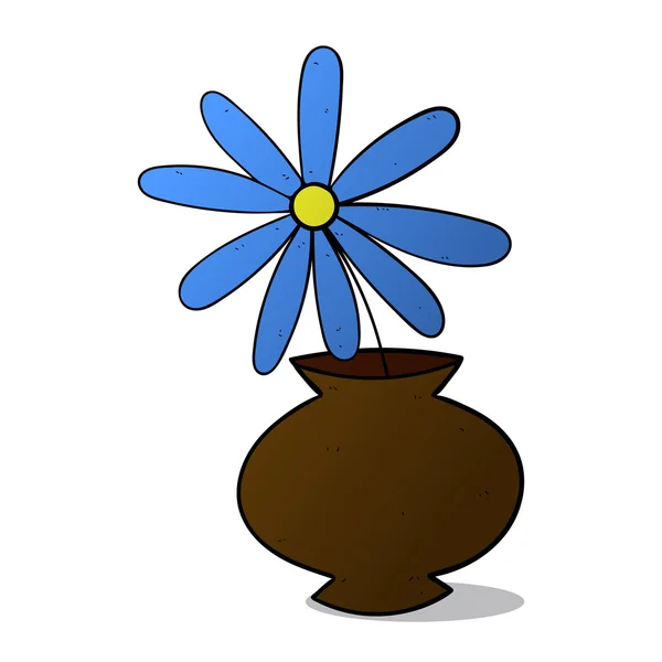 Flor azul en maceta coloreada — Vector de stock