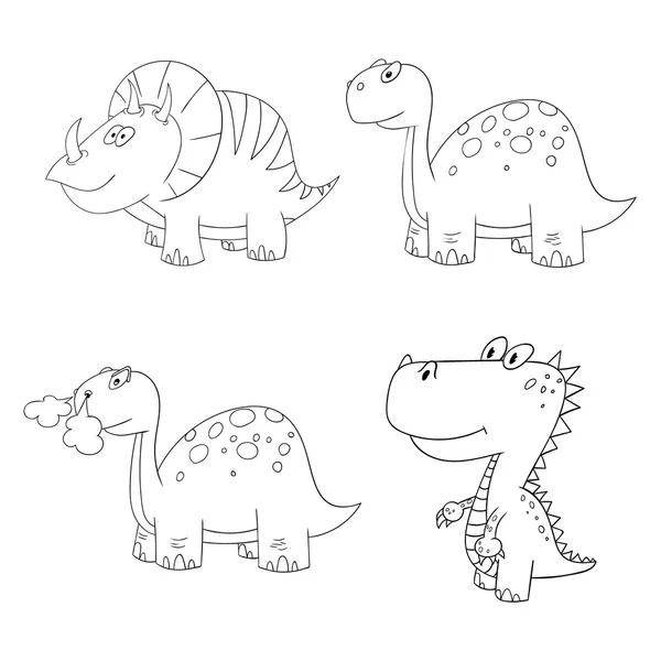Dino set Symbol Kontur — Stockvektor