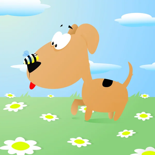 Biet sitter på hundar näsan — Stock vektor