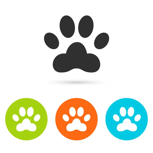 Köpek pençe simgesi. düz sembolü. Sanat illüstrasyon. imzala. grafik. daireler simgeler. Web için yuvarlak düğmeleri.