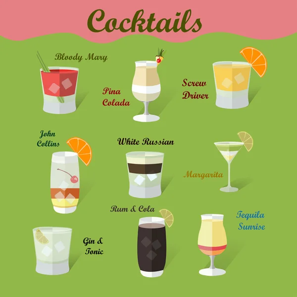 Collection of cocktails — Stock Vector