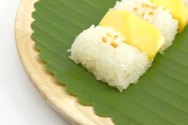Thailändsk söt Mango klibbigt ris med kokosmjölk Stockbild