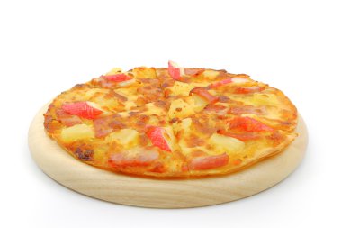 Pizza ince kabuk jambon ve yengeç sopa
