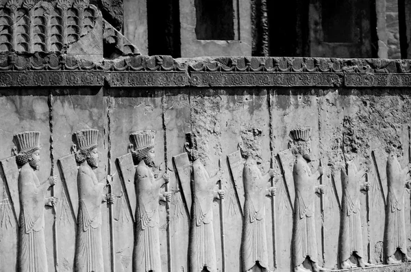 Black and White Persepolis, The magnificent ruin of Persian, Achaemenid Empire, Iran — Stock Photo, Image