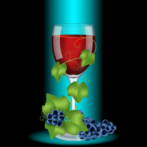Sklenici červeného vína balené révy. Vysoce kvalitní vektor — Stockový vektor