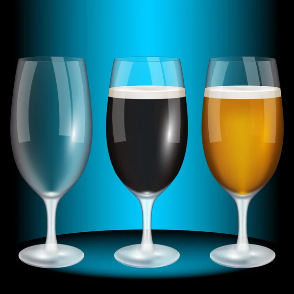 Bir bardak bira, ışık, karanlık, boş. Yüksek kaliteli vektör