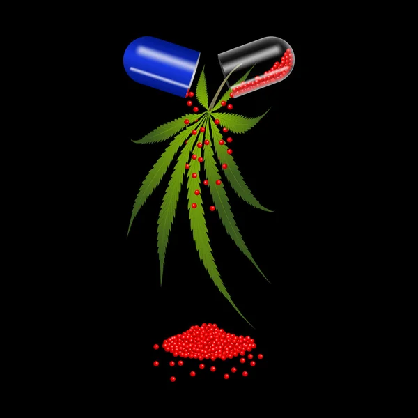 Comprimidos com cannabis, ilustração vetorial —  Vetores de Stock