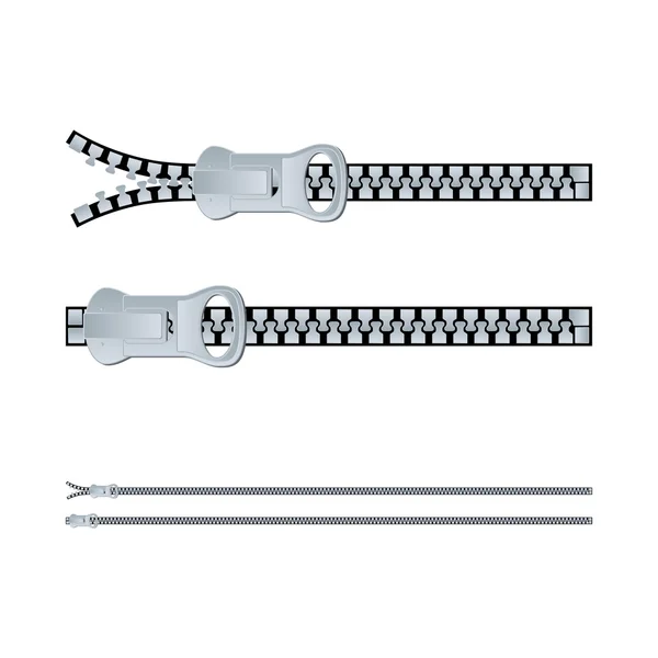 Fermuar, kapalı konumda ve açık pozisyonu.