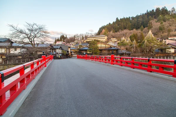 Landmark of Takayama, red bridge — Stock Photo, Image