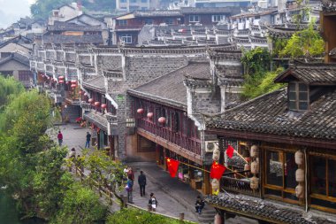 Eski evlerde: 22 Ekim 2013 tarihinde Fenghuang County'de Hunan, Çin. 