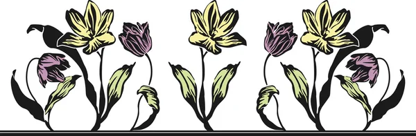 Tulipes sept pièces bande — Image vectorielle