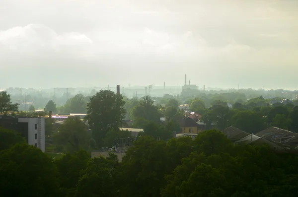 Luchtfoto Van Huizen Mist Overdag — Stockfoto