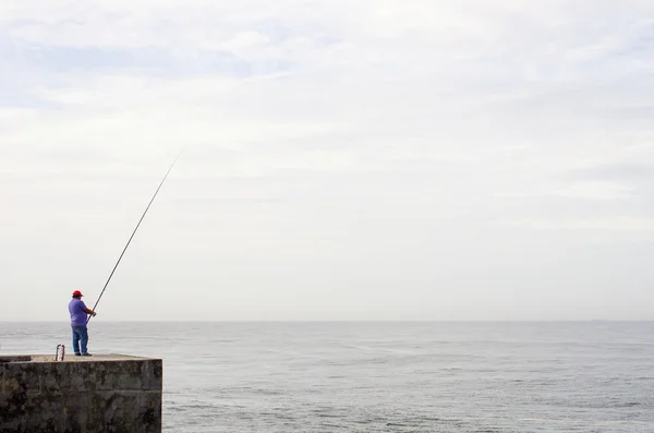 Προβολή Του Ψαρά Που Στέκεται Εξωτερικούς Χώρους — Φωτογραφία Αρχείου