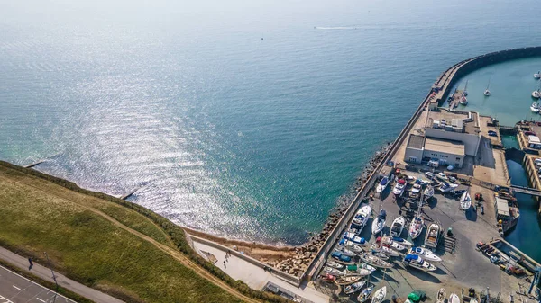 Brighton Doğu Sussex Ngiltere Yakın Park Etmiş Tekne Yatlarla Dolu — Stok fotoğraf