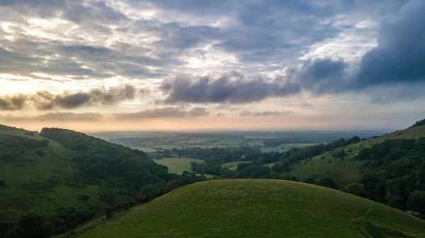 Luftaufnahme Eines Hügels Mit Niedrig Hängenden Wolken West Sussex Großbritannien — Stockfoto