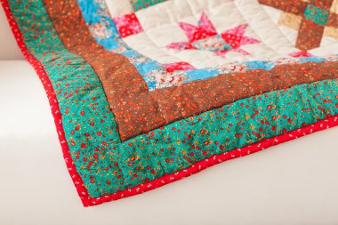 Patchwork Yorgan. Patchwork yorgan arka plan olarak bir parçası. El yapımı