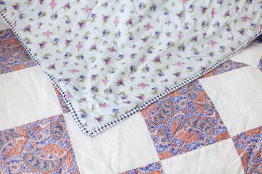 Patchwork Yorgan. Patchwork yorgan arka plan olarak bir parçası. 