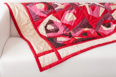 Patchwork Yorgan. Patchwork yorgan arka plan olarak bir parçası. 