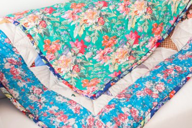 Patchwork Yorgan. Patchwork yorgan arka plan olarak bir parçası. Çiçek p
