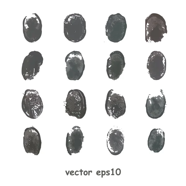 Set di impronte digitali isolate su sfondo bianco — Vettoriale Stock