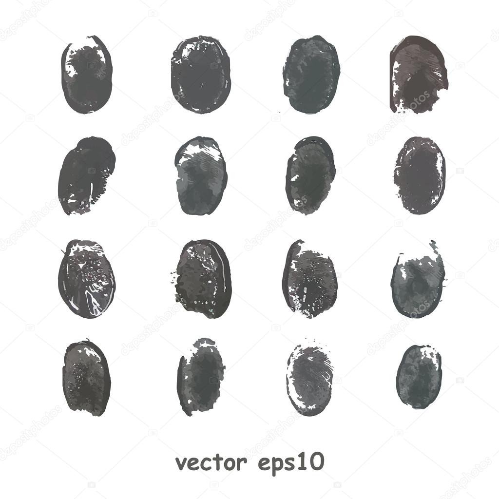 Set of fingerprints isolated on white background