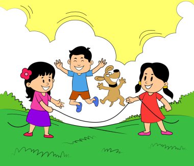 vektör çizim çocuklar yaz kampı