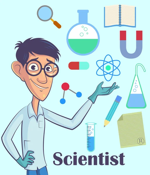 Scientist with Equipment — Stock Vector