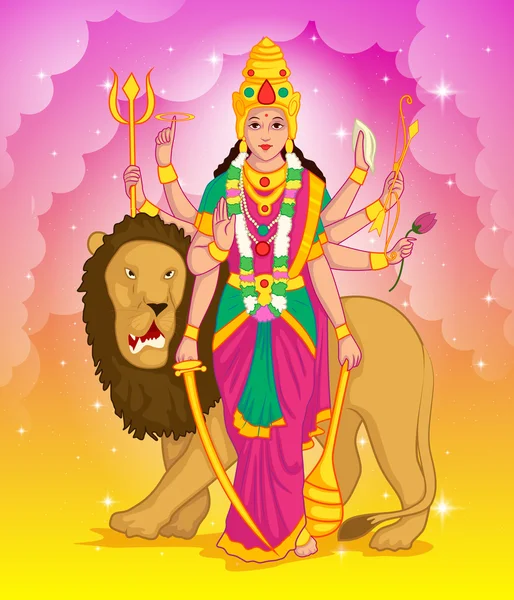 Illustration de la déesse Durga dans Happy Dussehra — Image vectorielle