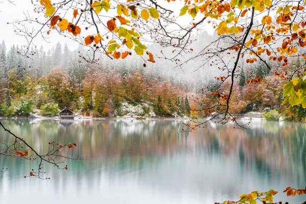 Vista Panorâmica Lago Fusine Itália — Fotografia de Stock