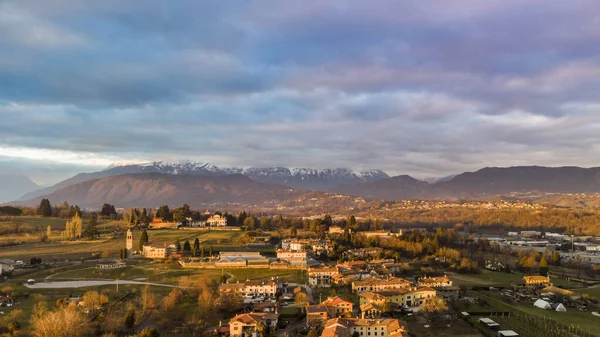 Solnedgång Cassacco Italien — Stockfoto