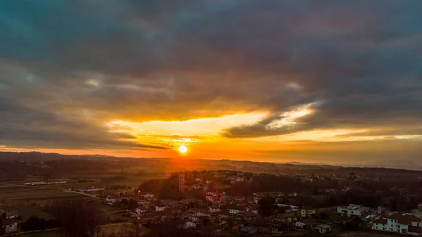 Tramonto Cassacco Italia — Foto Stock