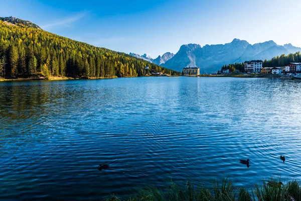 Vista Panorámica Del Lago Misurina Italia — Foto de Stock