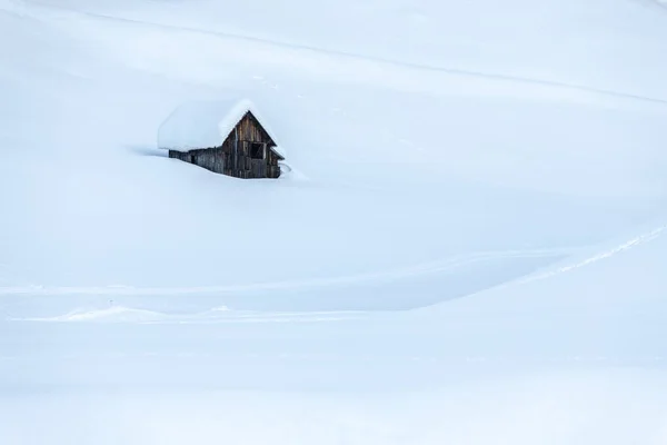 Sneeuwval Laatste Lichten Van Schemering Sappada Magie Van Dolomieten — Stockfoto