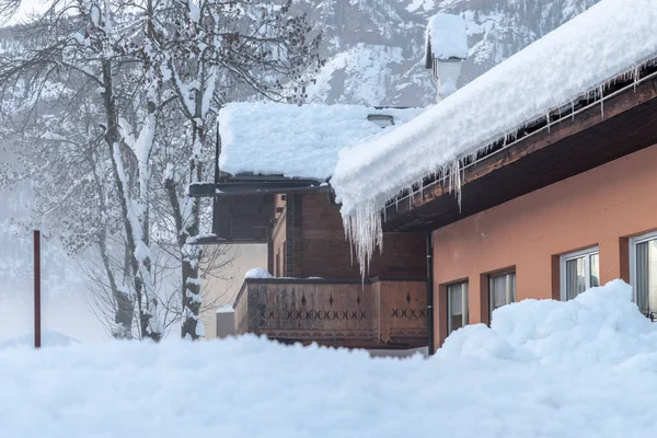 Après Les Chutes Neige Dernières Lumières Crépuscule Sappada Magie Des — Photo